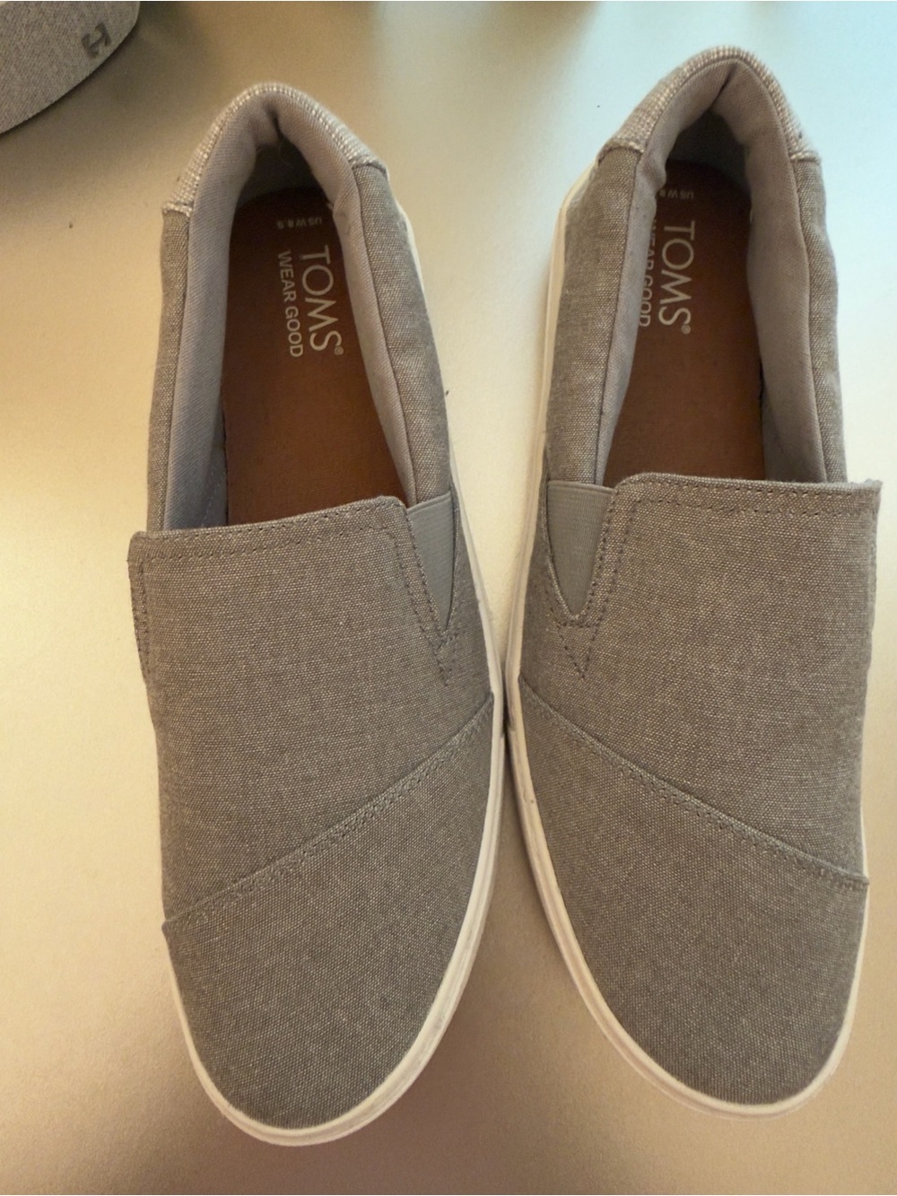 TOMS Light Gray Canvas Slip-On Loafers